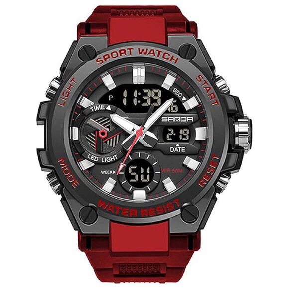 Men's Watches Sports Outdoor Waterproof Military Watch Date 27_ Red - Picture 1 of 4